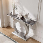 Moodne kitsas konsoollaud esikusse ja elutuppa - Elegantne must metallist alus - 100cm pikkune disain - sobib ideaalselt v&auml;ikestesse ruumidesse ja stiilsesse sisustusse.