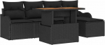 6-teiliges Garten Sofa Set mit Kissen aus schwarzem Poly Rattan, 2-Sitzer Garten Sofa mit Stauraum und Kissen aus schwarzem Poly Rattan Gartenlounge Model3358186