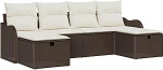 Modulares Garten-Sofa-Set aus Poly-Rattan & Akazienholz - Braun, ideal f&uuml;r Innen & Au&szlig;en, mit verstellbarem Tisch Model3360349