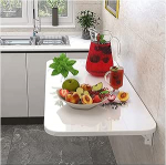 Faltbarer schwebender DropLeaf Tisch f&uuml;r kleine R&auml;ume, wandmontierter Schreibtisch, kompakter W&auml;sche-Klapptisch, 50 x 30 cm, wei&szlig;, platzsparende L&ouml;sung