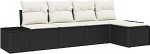5-teiliges Garten-Sofa Set mit Kissen in Schwarz aus Poly Rattan Gartenlounge Model3347017