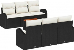 Gartensofa-Set mit Speicher 7 tk Schwarz und Creme Poly-Rattan Gartenm&ouml;bel Model3356192