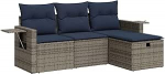 Garten-Sofagarnitur mit Stauraum & Fu&szlig;hocker - PE-Rattan, 55x53x34 cm, f&uuml;r Terrasse und Innenhof Model3325457