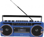 Kassett Boombox, Retro Blueooth Boombox USB, SD ja 3,5 mm AUX sisendiga, AM FM SW kassetim&auml;ngija ja diktofon (sinine)