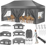 KESSER&reg; Gazebo Folding Gazebo 6 x 3 m telk koos 6 eemaldatava k&uuml;lgseintega Aiatelk k&otilde;rgus reguleeritav ja veekindel + kott maapealne ankur Pop-Up Click s&uuml;steem UV kaitse 50+ Party Tent Antratsiitne