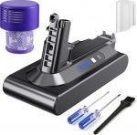 Rapthor V10 aku, asendusaku Dyson V10, 75.6Wh 25.2V SV12 &uuml;hildub V10 Absolute, V10 Animal, V10 Total Clean, V10 Cyclone seeria tolmuimejaga (mitte V10 Digital Slim Fluffy jaoks).