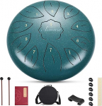 Asmuse Tongue Drum, 10 Inch 11 Tone C Major Rain Drum, Steel Tongue Drum, Steel Handpan Drum, for Meditation Accessories, Entertainment, Concert Yoga, with Travel Bag