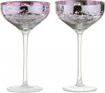 ARTLAND - Set of 2 Filigree Champagne Saucers - Lilac Electroplated Glasses, Mirrored Silver Finish, Wrapped Champagne Glass Set Gift