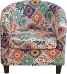 CRFATOP Club Chair Cover Printed Chair Cover Soft Printed Round Chair Cover with Elastic Bottom for Bar Counter Living Room 2 Pieces (A4 Color)