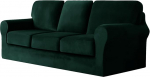 UNBBRRL Ektorp Stretch Sofa Covers, for 1 Base Cover, 3 Seat Cushion Covers and 3 Backrest Covers, for Living Room Furniture, Couch Cover, Thick Velvet Fabric (Dark Green)