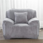 EXQUILEG Thick Elastic Sofa Cover 1/2/3/4 Seat Throw Velvet Sizes (Silver Grey, 1 Seater: 90-140 cm)