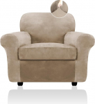 FestiCorp Sofa Cover, Velvet Couch Covers for Dogs, Stretch Sofa Covers, Thick Furniture Covers for Pets, Washable Chair Cover, Armchair, Camel