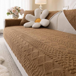 Aucrovee pehme pluusist diivanikate libisemiskindlad kohevad diivanikatted 3 padjale diivanile diivan L terav diivanikate lemmikloomadele m&ouml;&ouml;bli kaitsja (1 tk, 36 x 63 tolli, khaki)