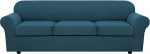 H.VERSAILTEX 4 tk Stretch diivanikate 3 padjakattega elutoa m&ouml;&ouml;blile, Slipcovers (aluskaas ja 3 istmepatja), uuendatud paksem Jacquard-kangas (XL diivan, Deep Teal)