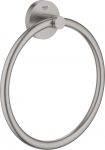 GROHE Start 41174DC0 Towel Ring (Material: Metal, Concealed Fixing, for Gluing or Drilling), Super Steel