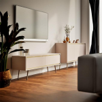 Lomadox elutoa komplekt kasmiirist kuldsete aktsentidega Lowboard k&uuml;ljepaneel Push-to-Open