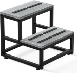 Puidust astmelaua 2 taset t&auml;iskasvanutele ja lastele, 500 lb/226 kg kandev&otilde;ime - tugev metallraam ja puitlaudis, libisemiskindlad jalad, universaalne jalahoob vannituppa/k&ouml;&ouml;ki/magamistuppa/haagissuvilasse (38 x 38 x