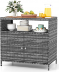 GIANTEX aiakapp, rotangist buffetkapp, v&auml;listingimustes kasutatav hoiukapp t&ouml;&ouml;tasapinna ja riiuliga, k&uuml;lgkapp aeda, r&otilde;dule ja basseinile, 90 x 53 x 86 cm (hall)