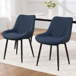 S&ouml;&ouml;gitoa toolid komplekt 2, 2 polsterdatud tooli veekindlast PU nahast koos seljatoega, k&ouml;&ouml;gitoolid ja elutoa toolid metalljalgadega, sinine k&ouml;&ouml;gitool