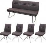 Mendler HWC-H70 S&ouml;&ouml;gitoakomplekt Kangas / Tekstiil Harjatud roostevaba teras Hall / Pruun 160 cm