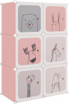 vidaXL laste moodulkapp 6 kuubikuga, riiulis&uuml;steem paljude panipaikadega, terasraamiga kuubikriiul, laste riiul, hoiukapp, roosa PP