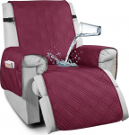 LINGKY tugitooli kaitsja tooli padi l&otilde;&otilde;gastub taskutega, TV tooli kaitsekate 100% veekindel, lamamistooli kate koju koos laste ja lemmikloomadega koeraga (veinipunane, 1-kohaline/tooli)