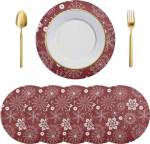 Tischsets, runde , 6er-Set, Silber, Winter, Blaugr&uuml;n, T&uuml;rkis, Schneeflocken, , hitzebest&auml;ndige for Esstisch, Weihnachtsdekorationen, Ornamente(Multi-Colored 940b)