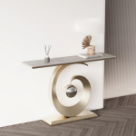 Moderner Rock Panel Konsole Sofatisch mit Metallgestell f&uuml;r Wohnzimmer, Flur, Foyer, Eingangsbereich - Dekoratives Design