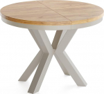 WFL GROUP &Uuml;mmargune pikendatav Loft stiilis s&ouml;&ouml;gilaud - t&ouml;&ouml;stuslik laud halli/beeži metallist jalgadega - ruumi s&auml;&auml;stev laud elutuppa - Craft Oak - 100 kuni 180 cm