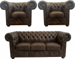 Generisch Chesterfield CASA 3-kohaline komplekt, 2 x tugitooli, klassikaline, pruun - 200 cm, 105 cm - Itaalia ehtne nahk - K&auml;sitsi valmistatud Poola manufaktuuris - Luksuslik disain elutuppa