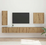 Wandmontiertes 6-teiliges M&ouml;belset Artisan-Eiche f&uuml;r Innen und Au&szlig;en mit Regalen und F&auml;chern - Wetterbest&auml;ndiges Multifunktions-Set f&uuml;r Wohnzimmer und Garten