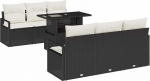 7-teiliges Garten Diivan Set mit Kissen Schwarz Poly Rattan Gartenlounge Model3357480