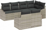 7-teiliges Garten-Sofa-Set mit Kissen Hellgraues Poly-Rattan Gartenlounge Model3346762