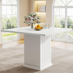 Tribesigns s&ouml;&ouml;gilaud 4 inimesele, 90 x 90 x 76 cm s&ouml;&ouml;gilaud metallist alusega, &uuml;mmargune k&ouml;&ouml;gilaud koos hoiukambriga koju, s&ouml;&ouml;gituppa, elutuppa, valge