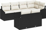 Diivan komplekt mit Kissen 7 tk Schwarz Poly Rattan Gartenm&ouml;bel Model3346757