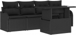5-teiliges Garten Sofa Set mit Kissen Schwarzes Poly-Rattan, 2-Sitzer Garten Sofa mit Stauraum & Kissen Schwarzes Poly-Rattan Gartenlounge Model3357106