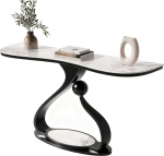 Konsoollaud, kaasaegne konsoollaud sissep&auml;&auml;sualale, diivanilaud esikusse kivist lauaplaadi ja metallist alusega, kasutamiseks mitmes stsenaariumis (must, 120 cm / 47,2 tolli)