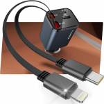 RAMPOW sigaretis&uuml;&uuml;taja USB C, auto lisaseadmed 65 W autolaadija auto lisaseadmed, 4-in-1 sisset&otilde;mmatav autolaadija sigaretis&uuml;&uuml;taja kiirlaadija koos iPhone 16/15/14/13, Samsung S24/S23, iPadiga