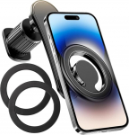 CGEAMDY Magnetic Car Mobile Phone Holder, Magnetic Mobile Phone Holder 360&deg; Rotation for Smartphones, Strongest Car Mobile Phone Holder, Magnetic Air Vent Clip Mount (Black)