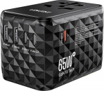 LENCENT universaalne reisimisadapter 65 W kiirlaadimine, rahvusvaheline reisipistikupesa A/C/G/I (UK, EU, AU, USA) pistikupesade jaoks, 2 USB-A ja 3 USB-C kiirlaadimist mobiiltelefonile, musta v&auml;rvi