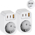 2 USA adapteri pistikupesa, 4 in 1 reisiadapter Kanada 2 C-t&uuml;&uuml;pi ja USB A, B-t&uuml;&uuml;pi adapter USA Saksamaa pistik, pistikupesa adapter Mehhiko Tai Filipiinide jaoks.