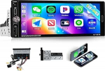2+64G 1 DIN Android autoradio juhtmevaba Carplay Android autoga, 6,9-tolline puutetundlik raadio Bluetooth/WiFi/FM/RDS/EQ/Mirror Link/GPS/Reversioonikaamera/Mikrofon/USB-ga