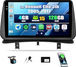 SIXWIN 4+128G Android 15 autoraadio koos CarPlay/Android Car/Mirror Linkiga Renault Clio 3. 2005-2017.9-tolline HD puuteekraan toetab WiFi GPS Bluetooth FM/RDS EQ + tagurduskaamera