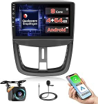 Qualcomm 8 Core 4 + 64 GB Android 15 autoraadio Peugeot 207 2005-2015 traadita Carplay Android auto, 9-tolline puuteekraaniga raadio 3D automudel/jahutusventilaator/GPS/BT/WiFi/Reversioonikaamera/DSP/FM/RDS/SWC/Mic