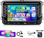 4G 64G podofo 7-tolline autoraadio Bluetooth VW Golf 5 6 Polo Passat Skoda Touran Tiguan Seat Carplay Android Auto Traadita, Type-C/USB, WiFi GPS Navi RDS/FM DSP, Android 15 raadio 2 DIN AHD-ga
