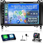 2G+64G Android Autoradio f&uuml;r Mercedes Benz Sprinter W906 W169 W245 W639 Vito Viano mit Wireless Carplay & Android Auto, 9 Zoll Touchscreen Radio mit WiFi, GPS Navigation, Bluetooth, FM RDS