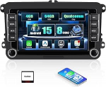 CAMECHO 4+64G 8-tuumaline Qualcommi autoraadio VW Golf 5 6 Polo Caddy Touran Passat Skoda [Android 15] 7-tolline raadio 2Din traadita Carplay Android auto GPS FM/RDS WiFi + Canbus ventilaatoriga jahutusega
