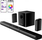 ULTIMEA 7.1ch Virtual Surround Sound Bar, Soundbar TV-seadmetele 2 Surround-k&otilde;lariga, Surround Sound System telerite jaoks RGB-valgusega, 6,5-tolline subwoofer, App, HDMI/Opt/AUX/BT, Apollo S70 Ultra