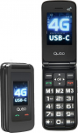 Qubo GSM mobiiltelefon eakatele 4G, klapptelefonid, suured nupud, suur helitugevus, SOS-funktsioon, 2,4-tolline + 1,77 kontakti piltidega, kiirk&otilde;ne, vanemate mobiiltelefon, must
