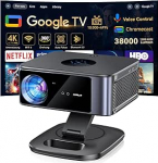 Google TV/Autofookus ja 1500 ANSI: Full HD 1080P HORLAT projektor 4K kodukino koos WiFi 6, Bluetooth 5.3, h&auml;&auml;lassistendi, 360&deg; p&ouml;&ouml;ratava statiiviga projektoriga